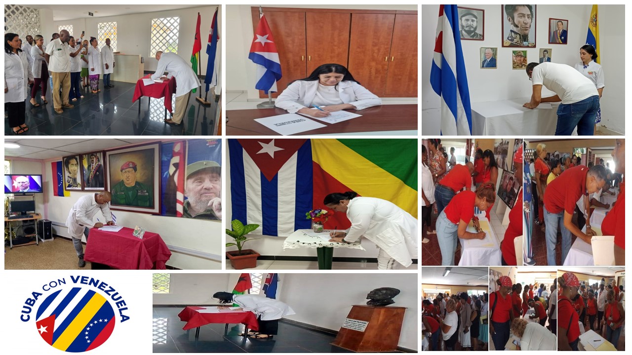 Cooperantes de la salud firman el libro en apoyo al hermano pueblo de Venezuela.